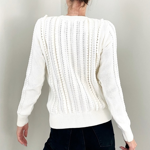 Banana Republic Chunky Cable Knit Crewneck Pullover Sweater , S White - Picture 9 of 13